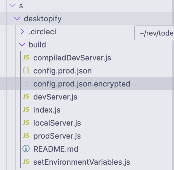 A screenshot showing a file called "config.json.encrypted"